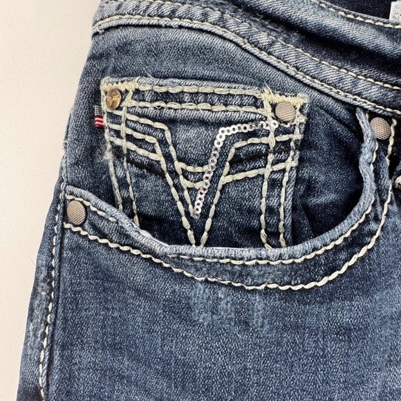 VIGOSS Womens Slim Boot Jeans Dark Wash Embroidered Pockets Size 18 Boho Western - Picture 5 of 12
